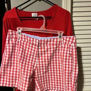 Crown & Ivy Red and White  Shorts Gingham Check 12, with red Cupio top